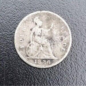 1836 Great Britain 4 Pence Fourpence Silver Coin Groat